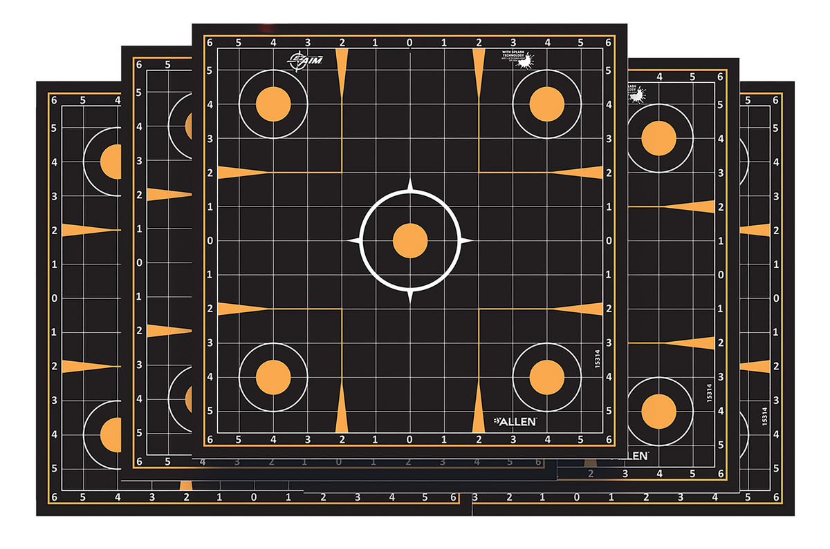 EZ-Aim Splash Reactive 12x12" Self-Adhesive Sight-In Grid Paper Target - 10 Pack