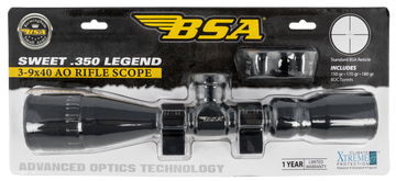 BSA Sweet 350 Legend 3-9x40mm AO 1" Tube 30/30 Reticle Matte Black Rifle Scope - Includes Weaver Rings