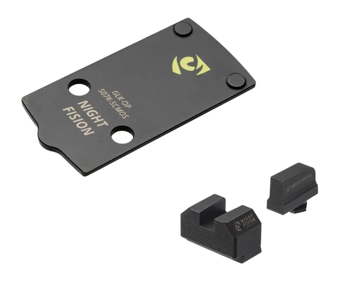 Night Fision GLK-OPBS-507K-43X Optic Plate & Backup Sight Combo - Fits Glock 43X/48 MOS / Holosun 507K