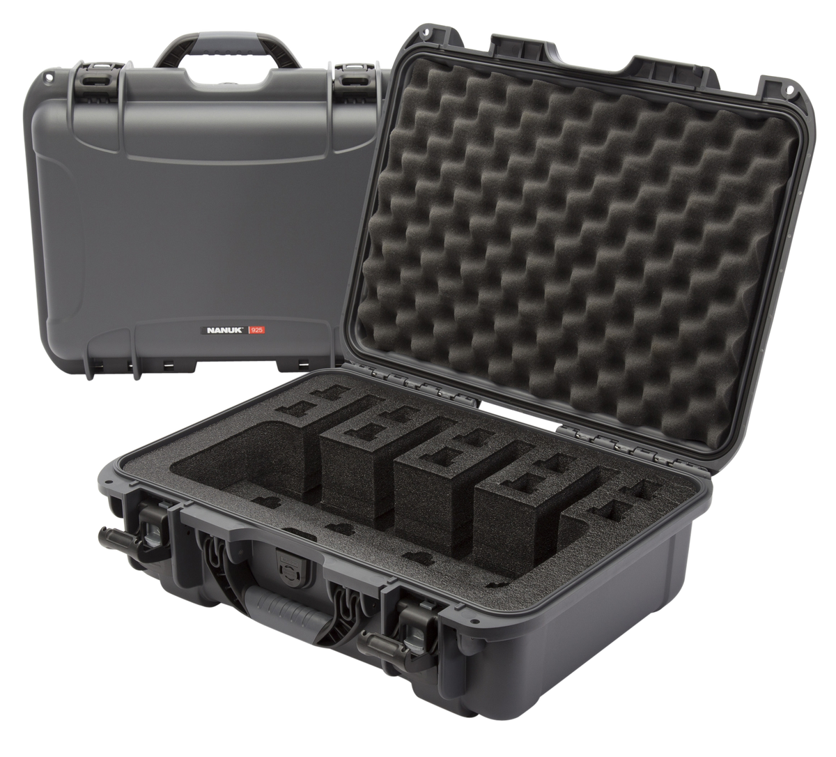 Nanuk 925 4-Up Pistol Case Waterproof Graphite Resin w/ Closed-Cell Foam