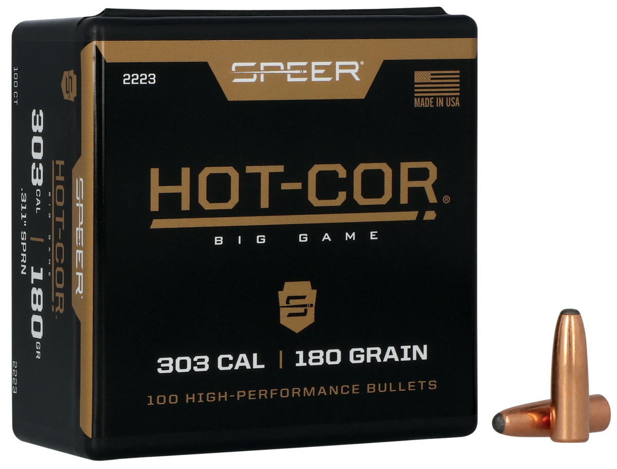 Speer Ammo 2223 Hot-Cor .303 Cal 180gr Soft Point Round Nose Reloading Bullets - 100/Box
