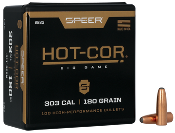Speer Ammo 2223 Hot-Cor .303 Cal 180gr Soft Point Round Nose Reloading Bullets - 100/Box