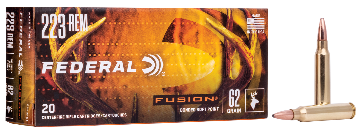 Federal Fusion .223 Rem 62gr Bonded Soft Point Rifle Ammo - Box or Case
