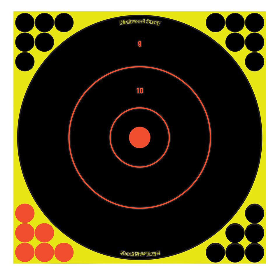 Birchwood Casey Shoot-N-C 12" Bullseye Reactive Paper Target 12-Pack Self-Adhesive