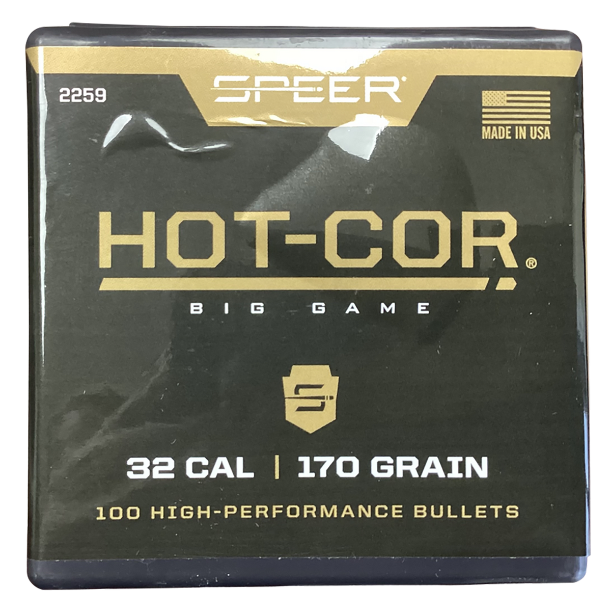 Speer Ammo 2259 Hot-Cor 32 Cal .321 170gr Soft Point Flat Nose Rifle Reloading Bullets - 100/Box