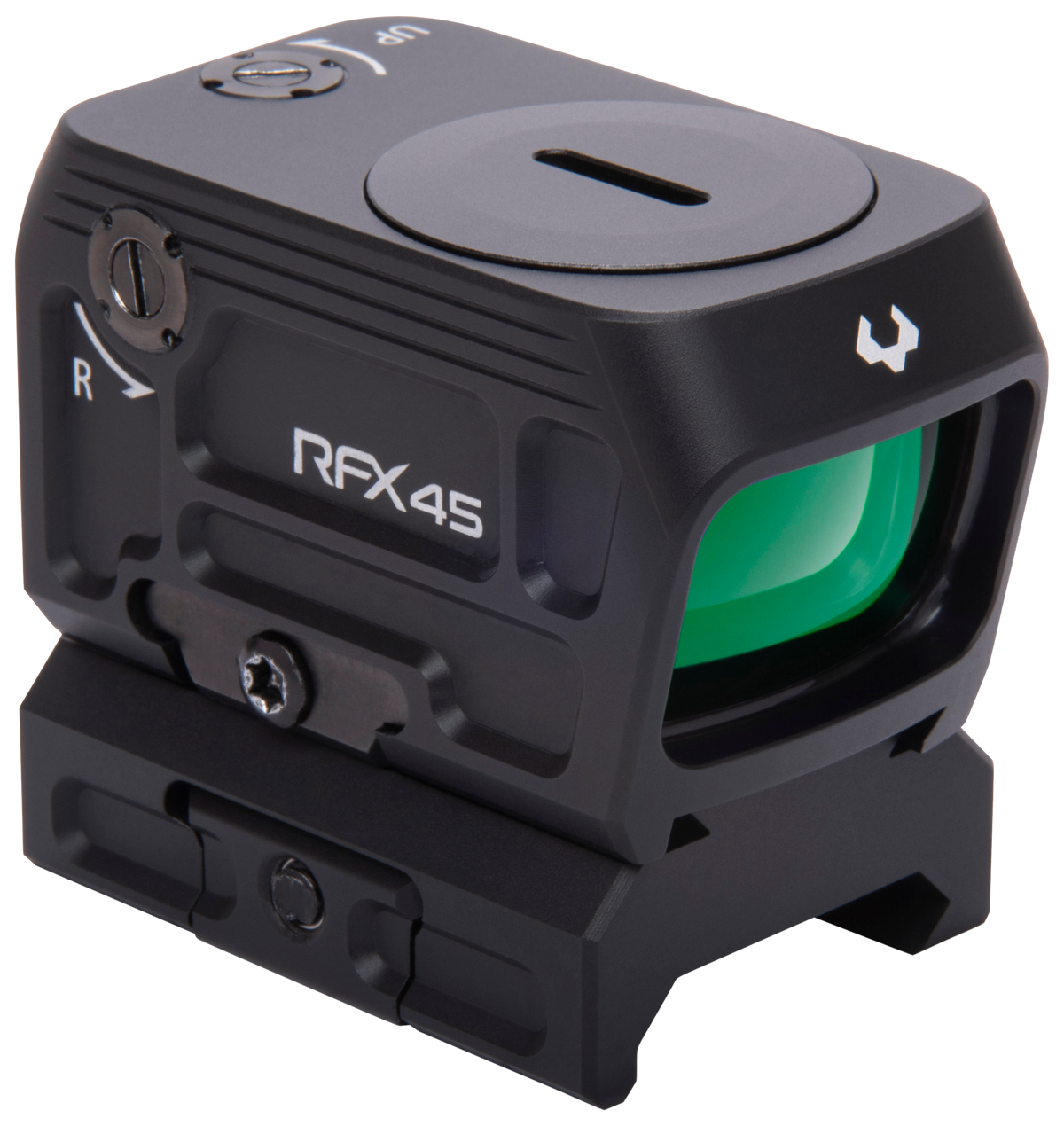 Viridian RFX45 Closed Emitter Green Dot 1x 24mm x 15.5mm 5 MOA ACRO/Picatinny Low Mount - Black Anodized