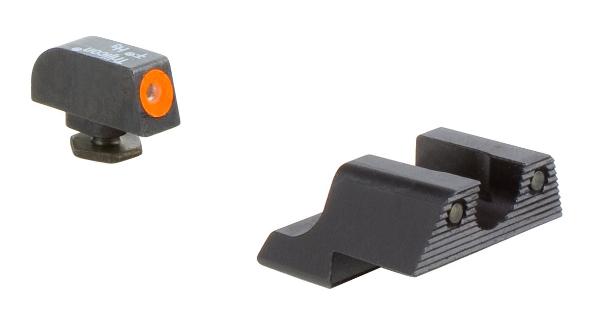 Trijicon HD Night Sights Green Tritium Orange Outline Front - Glock 42/43/43X/43E/48