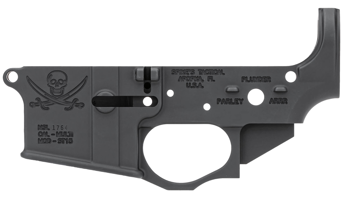 Spikes ST15 Calico Jack AR-15 Multi-Caliber Stripped Lower - Black Hardcoat Anodized