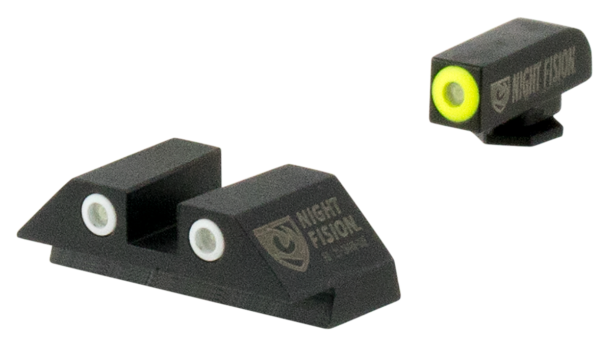 Night Fision GLK001003YGW Tritium Night Sight Set for Glock 17/17L/19/22 - Green Tritium Yellow Outline Front / Green Tritium White Outline Rear