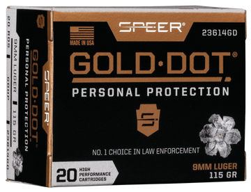 Speer Ammo Gold Dot Personal Protection 9mm Luger 115gr Hollow Point 20/Box - Box or Case