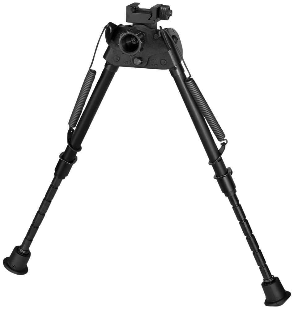 Harris S-LMP Swivel Bipod Picatinny 9-13" Black Steel/Aluminum - Notched Legs, Rubber Feet