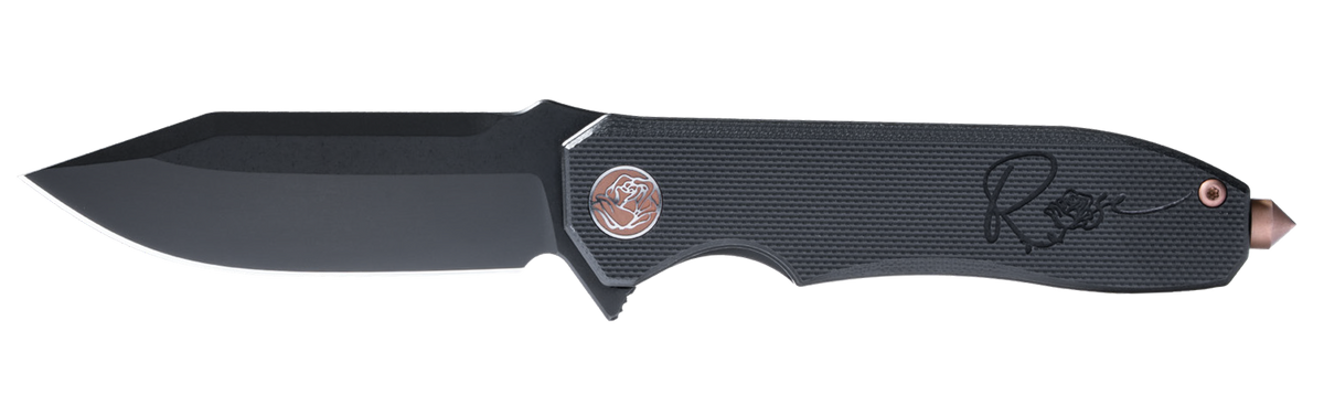 Eikonic Knife Company SIG RS5BB ROSE 2.93" Nitro-V Black PVD Assisted Opening Folding Knife