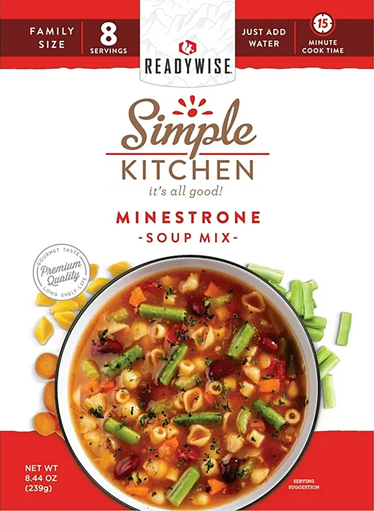 ReadyWise Simple Kitchen Minestrone Soup 8 Serving Pouch - 6 Per Case