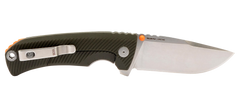 S.O.G Tellus FLK 3.65" Folding Clip Point Plain Stonewashed Cryo 440C SS Blade - Olive Drab Textured GRN Handle