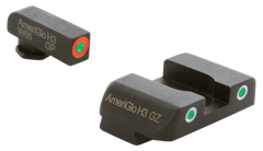 AmeriGlo GL241 Custom Classic Sight Set for Glock Gen 1-4 9mm/.40/.380 & Gen 5 10mm/.45 - Green Tritium Orange Outline Front / Green Tritium White Outline Rear