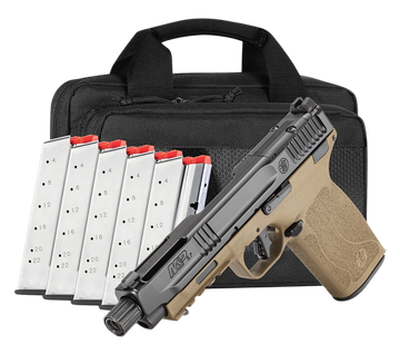 Smith & Wesson M&P5.7 5.7x28mm 5" 22+1 SAO Pistol w/6 Mags - Carry On Bundle, Optic Ready, FDE/Black
