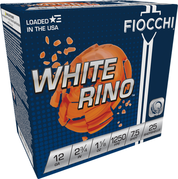 Fiocchi Exacta Target White Rino 12 Gauge 2.75" 1 1/8oz 7.5 Shot - Box or Case