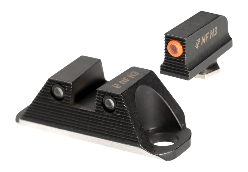 Night Fision GLK-001 Night Sights for Glock 19/45 - Orange Front Outline / Green Tritium Rear