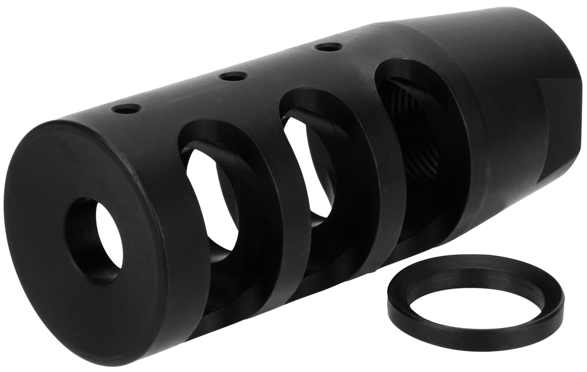 TacFire MZ1002N Compact Compensator 5.56x45mm NATO 1/2x28 Black Nitride Steel 2.5"