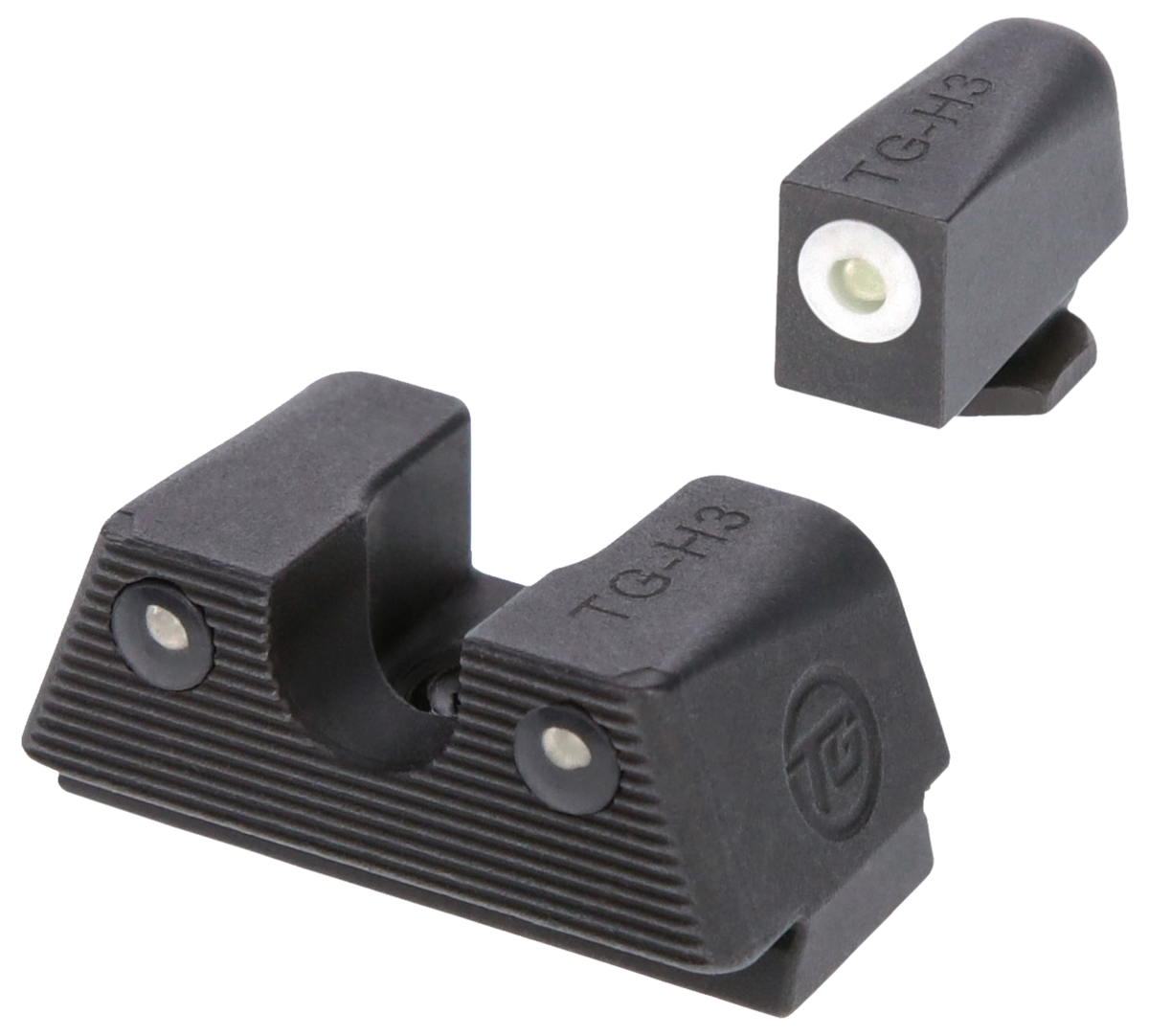 TruGlo Tritium X Glock 42/43/43X/48 Night Sight Set - White Outline Front / Green Tritium Rear