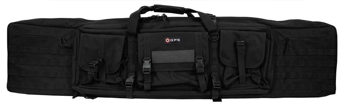 G*Outdoors GPS DRC55 Double Rifle Case 55" Black 600D Polyester w/ 2 Pistol Sleeves