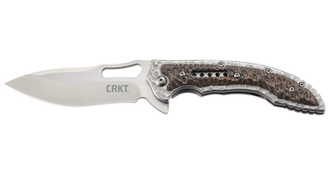 Columbia River Fossil Compact 3.41" Folding Drop Point Plain Satin 8Cr13MoV SS Brown G10 Frame Lock Knife