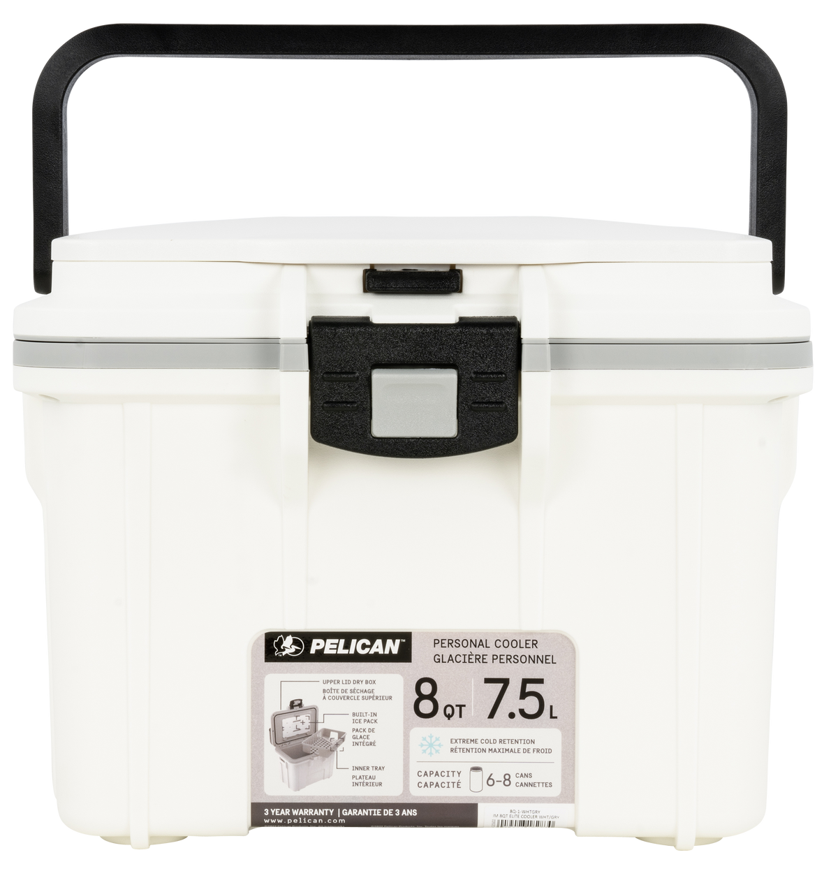 Pelican Elite 8QT Personal Cooler White/Gray