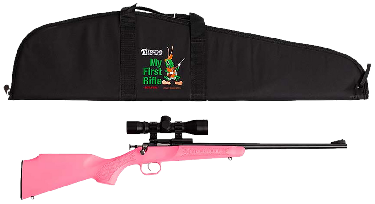 Crickett KSA2220BSC Youth Package 22 LR 16.12" 1-Rd Bolt Action Rifle - Pink Synthetic Stock