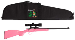 Crickett KSA2220BSC Youth Package 22 LR 16.12" 1-Rd Bolt Action Rifle - Pink Synthetic Stock