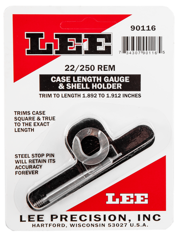 Lee Precision 90116 Case Length Gauge & Shell Holder 22-250 Rem