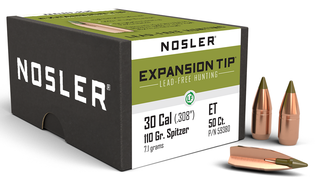 Nosler E-Tip 30 Caliber .308 110gr Spitzer Lead-Free Reloading Bullets - 50/Box