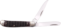 Cold Steel Trapper Mini 2.60"/2.70" Folding Clip/Spey Plain 3Cr13MoV SS Brown Jigged Bone Handle