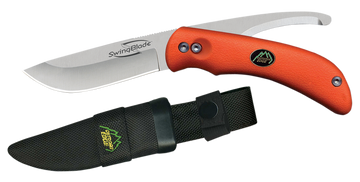 Outdoor Edge SwingBlade 3.60"/3.20" Folding Skinning/Gutting Plain AUS-8 Blaze Orange TPR Handle