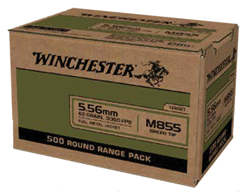 Winchester Ammo USA M855 Green Tip 5.56x45mm NATO 62gr Full Metal Jacket 500 Rounds - Box or Case