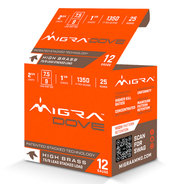 Migra Ammunition M12UD75-9 Ultimate Dove 12 Gauge 2 3/4" 1-1/4 oz 7.5/9 Shot 25 Rd - Box or Case