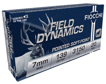Fiocchi Field Dynamics 7mm Rem Mag 139gr Pointed Soft Point 20 Bx/10 Cs - Box or Case