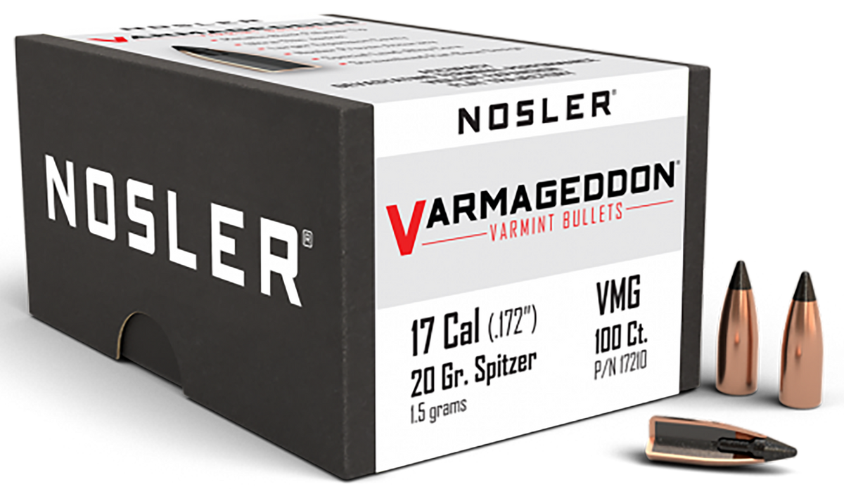 Nosler Varmageddon 17 Cal 20gr Flat Base Tipped 100/Box