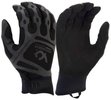Pyramex VGTG10 Compression Training Gloves Black Synthetic Leather XL Hook & Loop