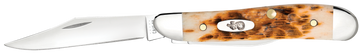 Case Peanut 2.10"/1.53" Folding Clip Point/Pen Plain Tru-Sharp SS Knife - Peach Seed Jigged Amber Bone Handle