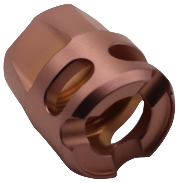 True Precision Y-Type Micro Compensator 9mm/.380 ACP 1/2x28 Copper PVD 416R Stainless