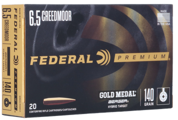 Federal Premium Gold Medal 6.5 Creedmoor 140gr Berger Hybrid Target - Box or Case