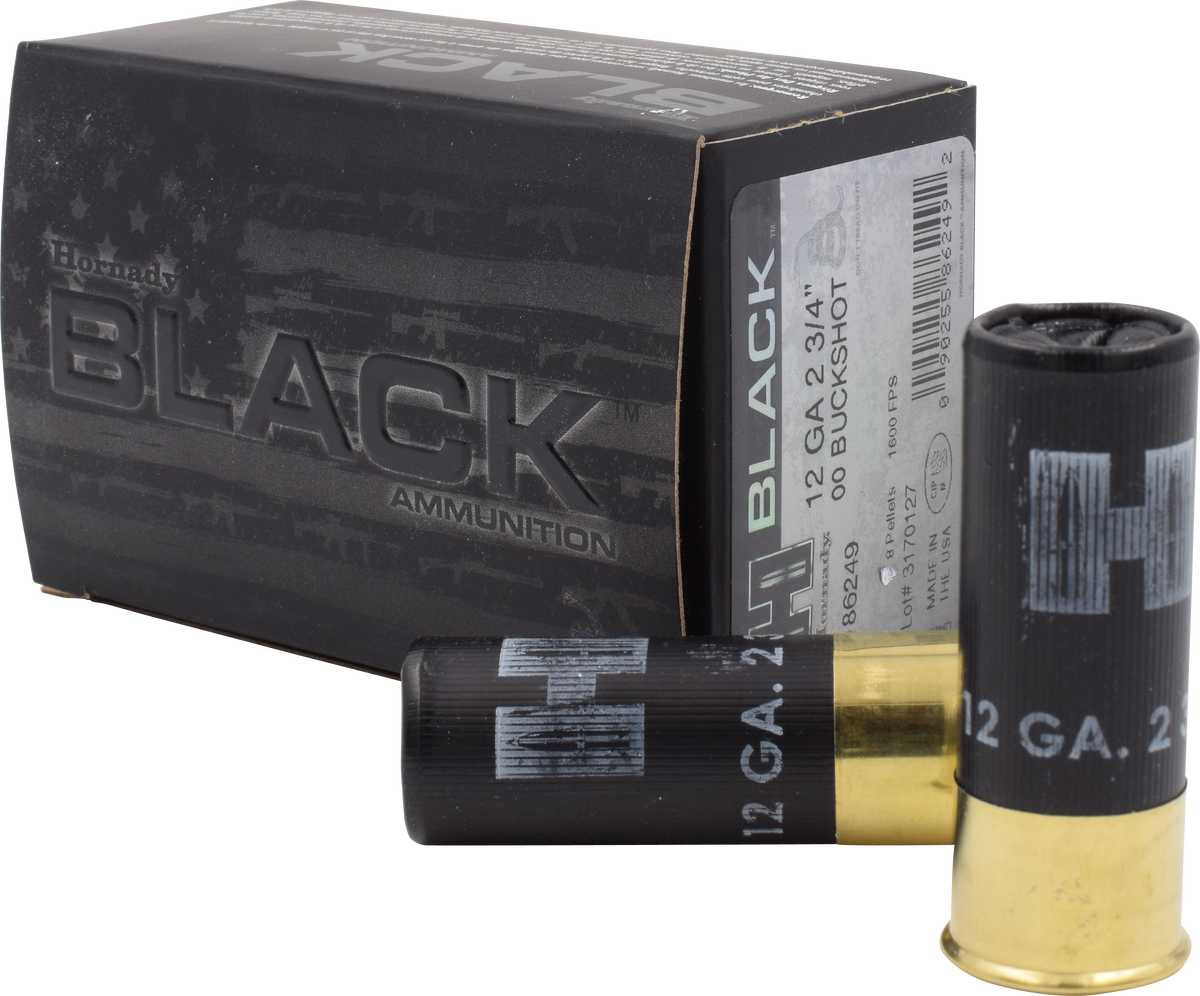 Hornady Black 12 Gauge 2.75" 00 Buck 8 Pellet Buckshot 10 Rd - Box or Case