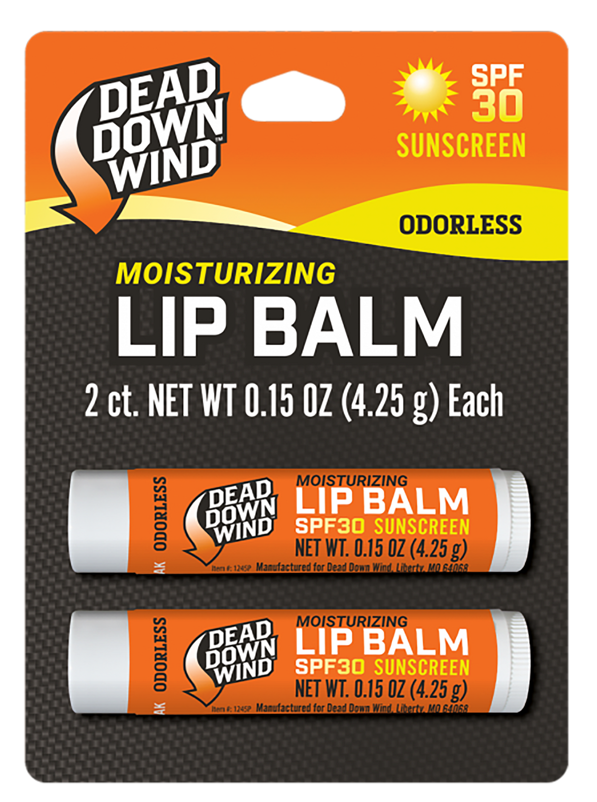 Dead Down Wind Lip Balm SPF 30 Unscented 0.15 oz 2-Pack