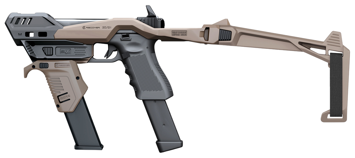 Recover Innovations 2021 SLX Pistol Stabilizer Brace Kit w/ MG45 Magwell - Tan - Glock 20/21/29/40/41
