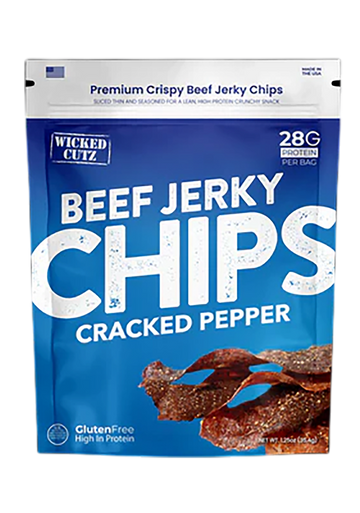 Wicked Cutz Cracked Pepper Beef Jerky Chips 1.25 oz 8 Pack