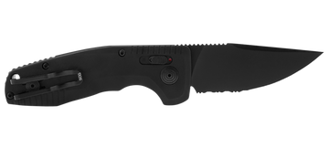 S.O.G SOG-TAC Auto Compact 2.94" Folding Straight Back Part Serrated Black TiNi Cryo D2 Black Aluminum Handle