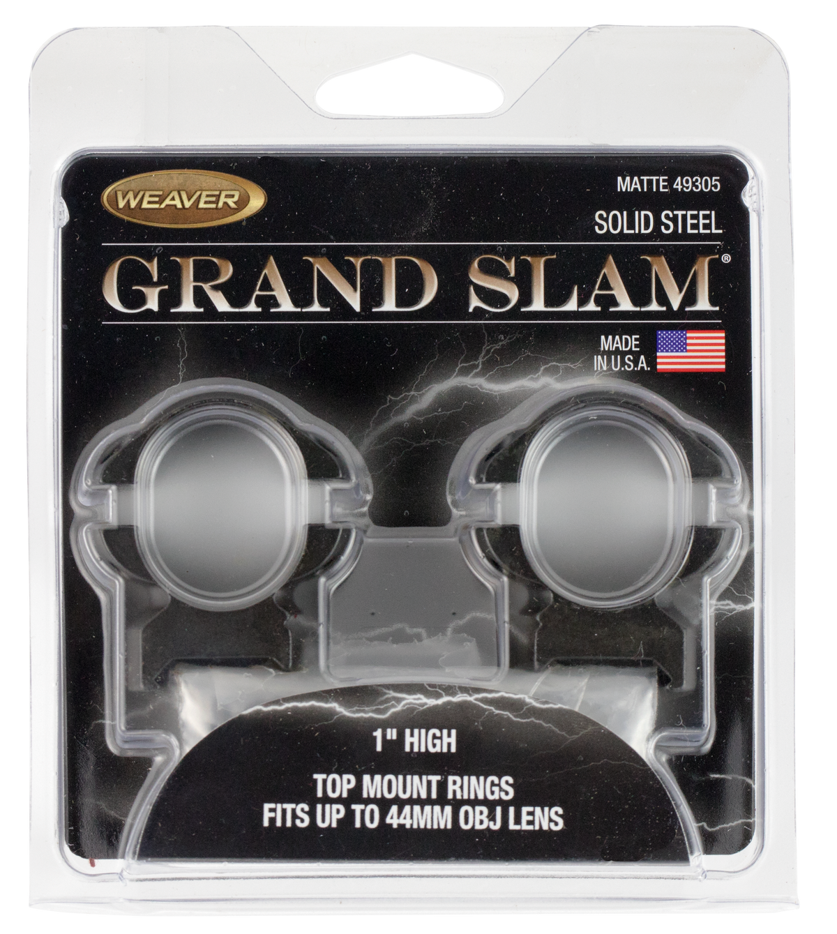 Weaver Mounts Grand Slam Top Mount Scope Rings 1" High Matte Black Steel