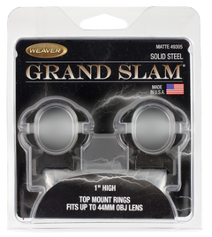 Weaver Mounts Grand Slam Top Mount Scope Rings 1" High Matte Black Steel