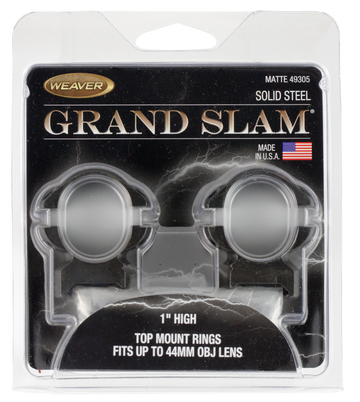 Weaver Mounts Grand Slam Top Mount Scope Rings 1" High Matte Black Steel