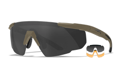 Wiley X Saber Advanced 308T Smoke Gray/Clear/Light Rust Polycarbonate Matte Tan Frame Safety Glasses